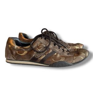🔥4/$25 Coach Kate Athletic Sneakers Signature Brown Women's Size 8M